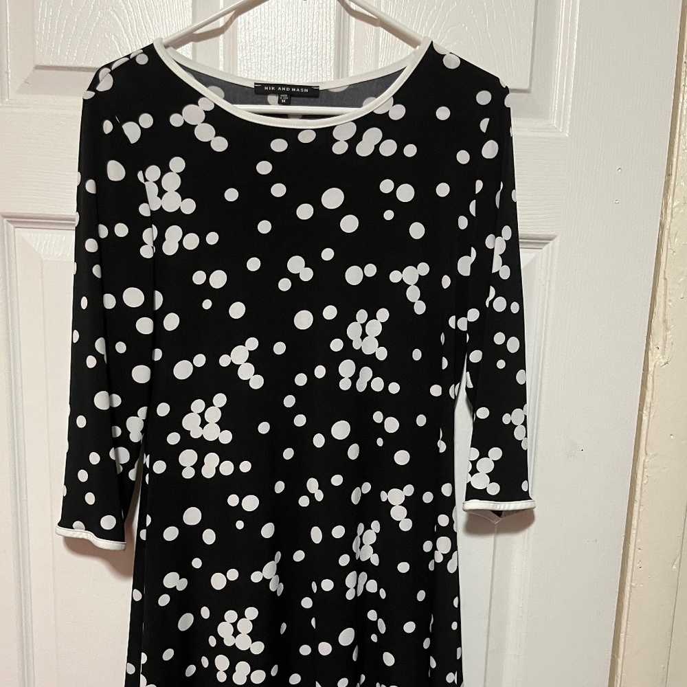 Nik and Nash Sheath Dress Black and White Polka Dots Size M